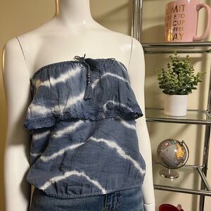 NWT - American Eagle Outfitters Blue and white tie-dye tube top